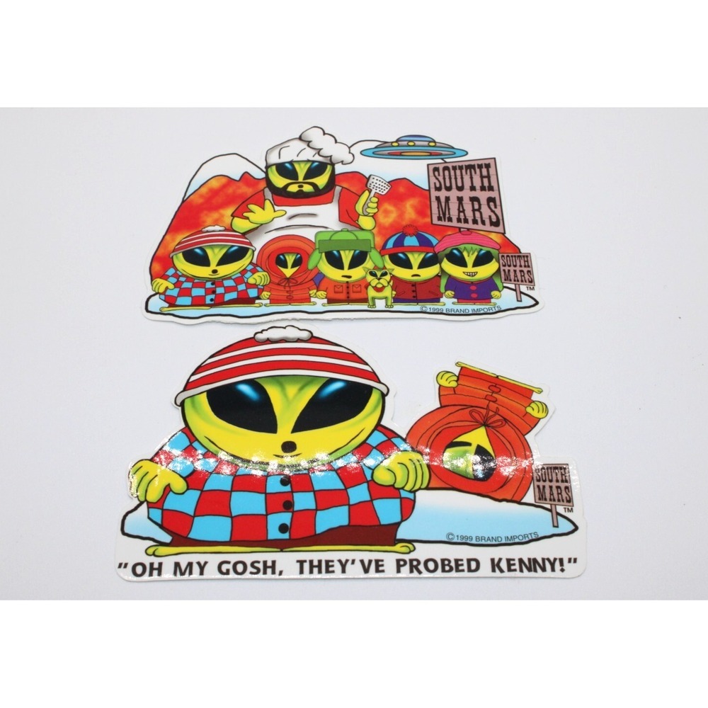 1999 SOUTH PARK ALIEN Stickers by Brand Imports Set of 2 Chef, Kenny, Cartman